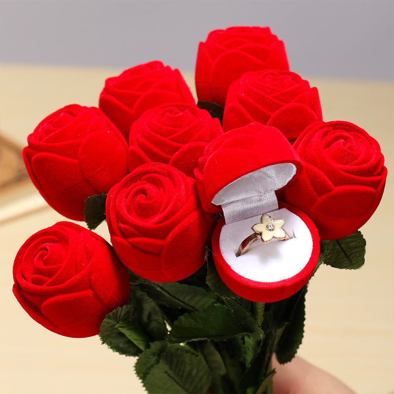 $8.78 USD - Red rose ring box - Valentine's Day gift - Creative and personalized ring box - Engagement or other proposal ring box