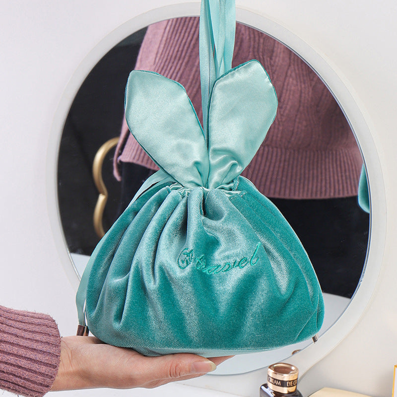 Bolsos de maquillaje para mujer, bolsas de terciopelo con cordón personalizables para esmalte de uñas, bolsas de cosméticos de terciopelo con cordón para mujer