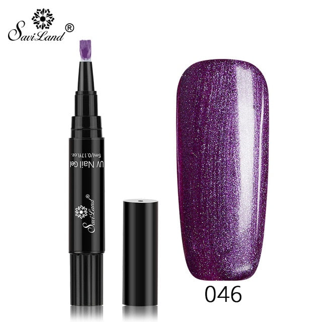 15.12 USD - Saviland 3-in-1 New Gel Nail Polish Pen: Glitter, Easy Application, 60 Colors, UV Hybrid Gel Polish, Easy to Use.