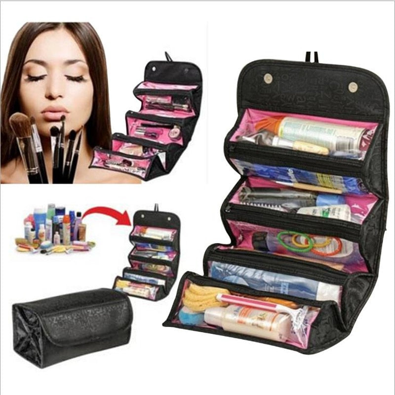17,47 USD - Trousse de toilette, trousse de maquillage Roll-N-Go, organisateur grande capacité et multifonctionnelle