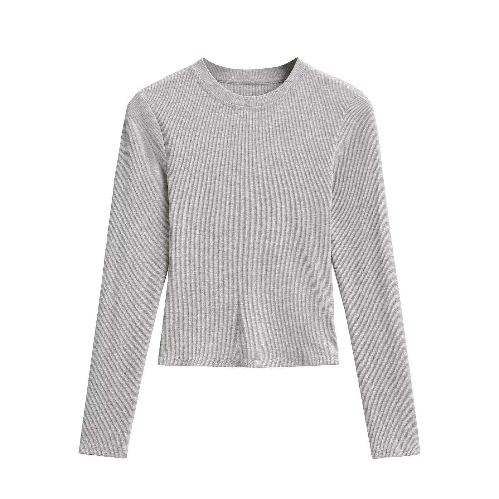 19.67 USD - Plain Round Neck Long Sleeve T-Shirt