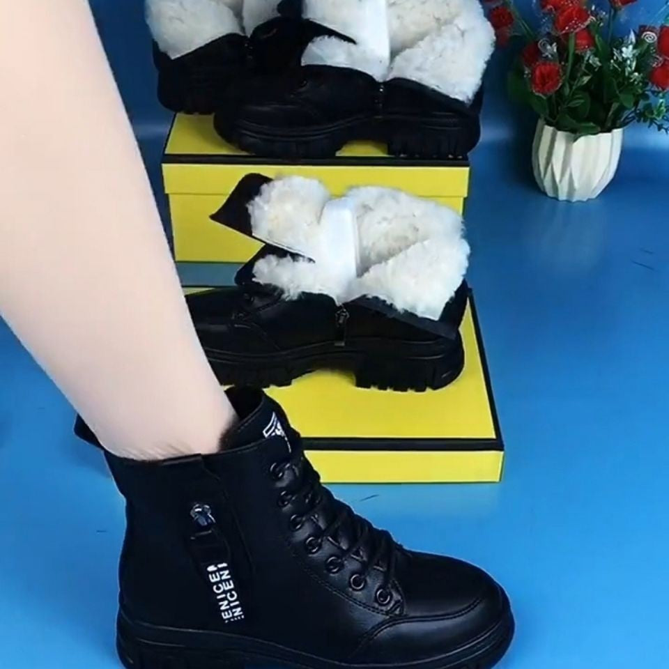 Women's Temu Autumn-Winter Wedge Heel Shoes, Thick Cotton, Warm and Comfortable, Ideal for Foreign Trade.