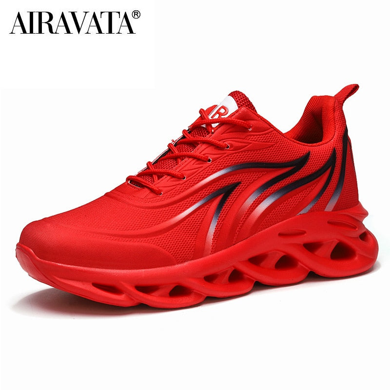Men's flame-print sneakers – Breathable mesh sports shoes, comfortable for running and outdoor activities