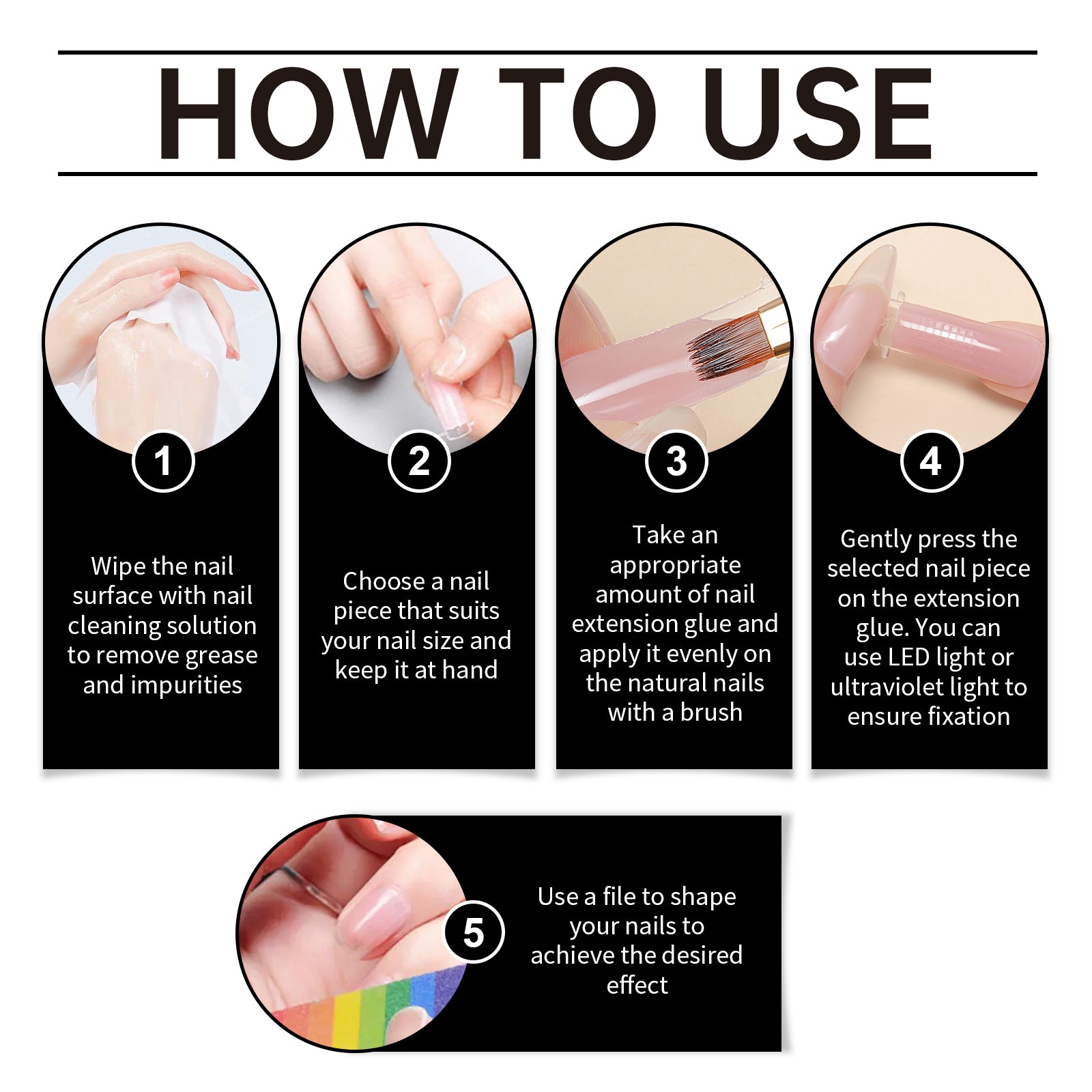 Crystal Nail Extension Kit, Nail Glue, Simple, Natural, 3D Sculpting, Tool Set