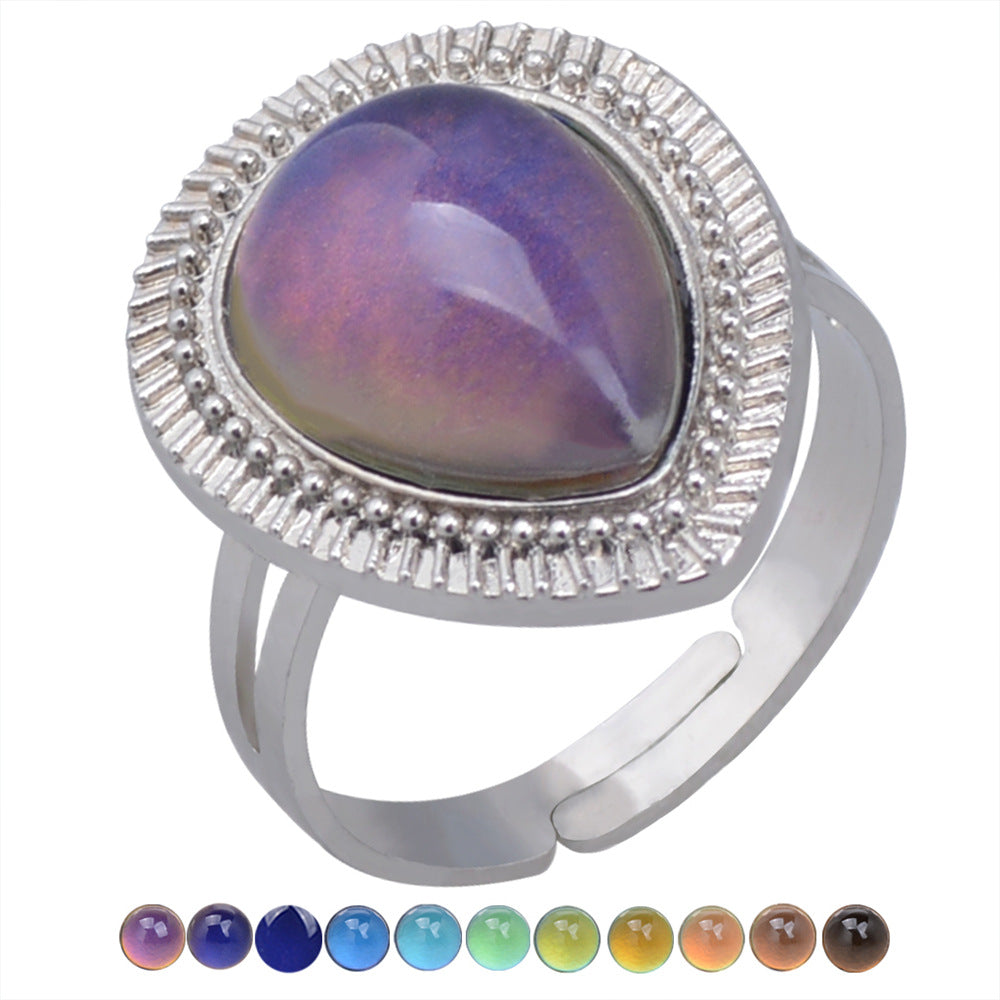USD 13.98 - Vintage thermochromic ring for women, glamorous and elegant style, adorned with gemstones.