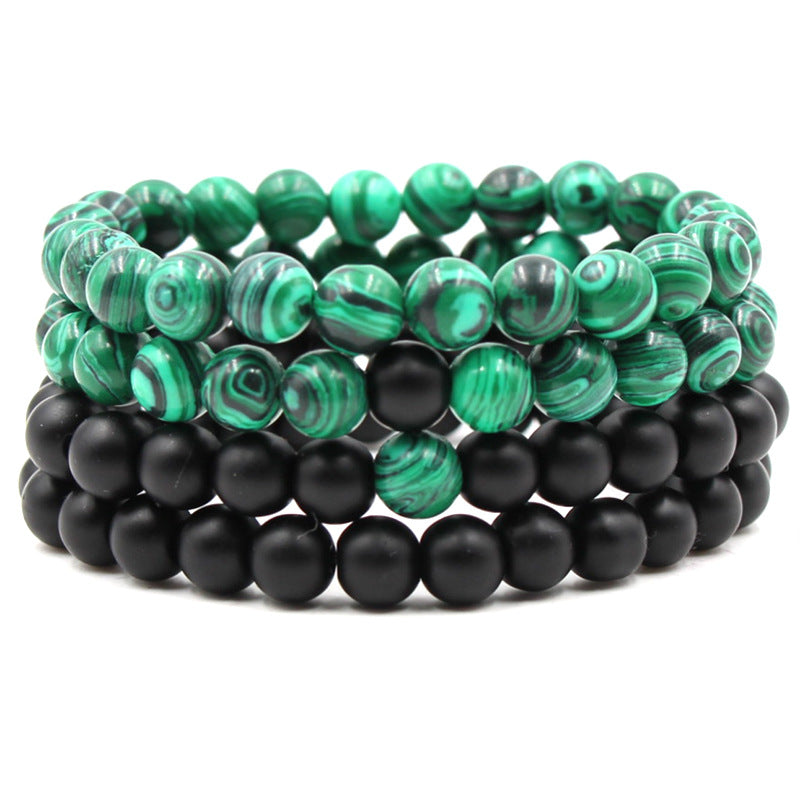 13.39/15.72 USD - 8mm Black Matte Frosted Malachite Couple Bracelet