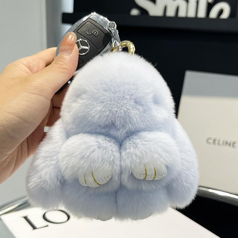 17,46 USD - Adorable lapin Rex en fourrure, porte-clés/pendentif/mini-sac en peluche, ornement lapin