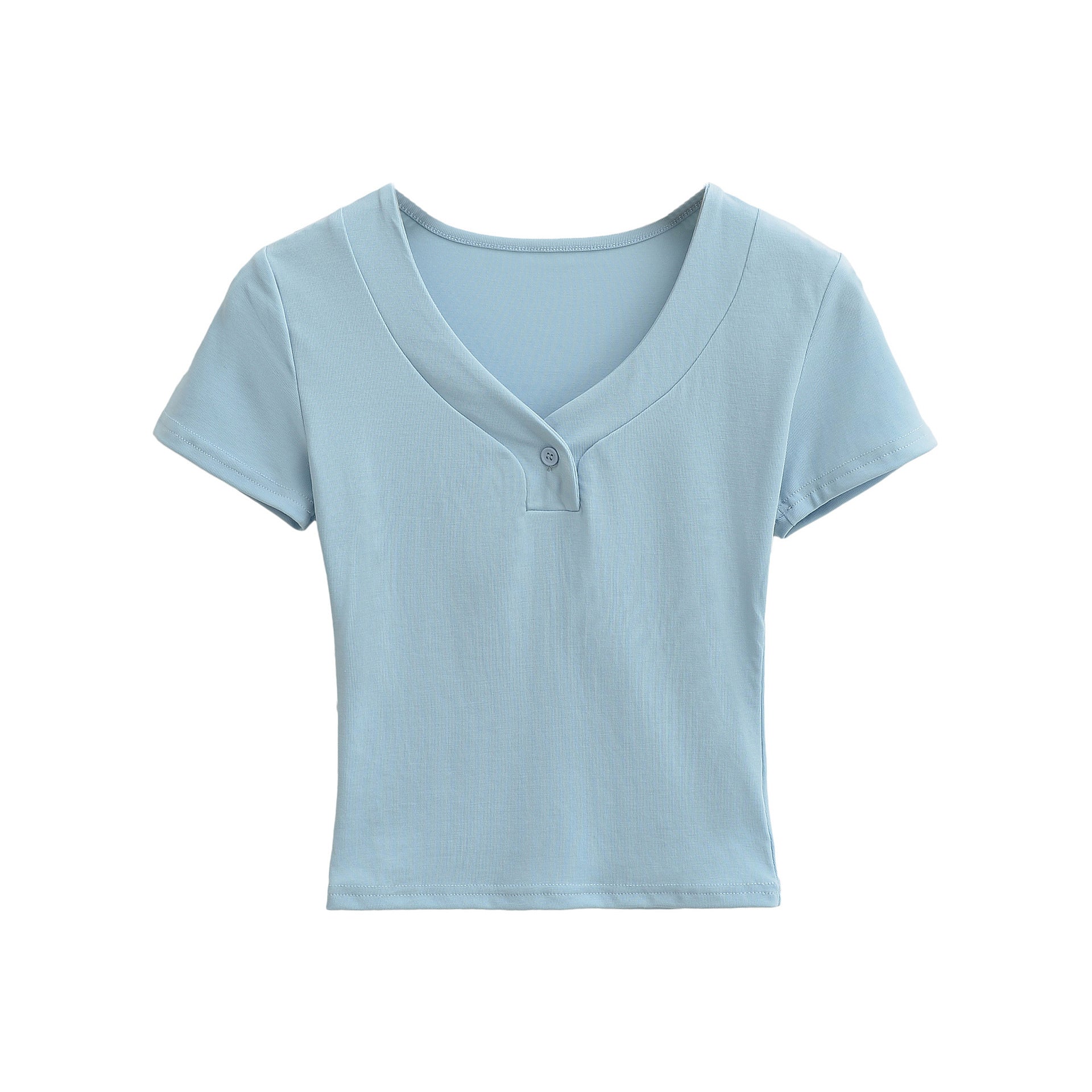 Camiseta sencilla de manga corta con botones
