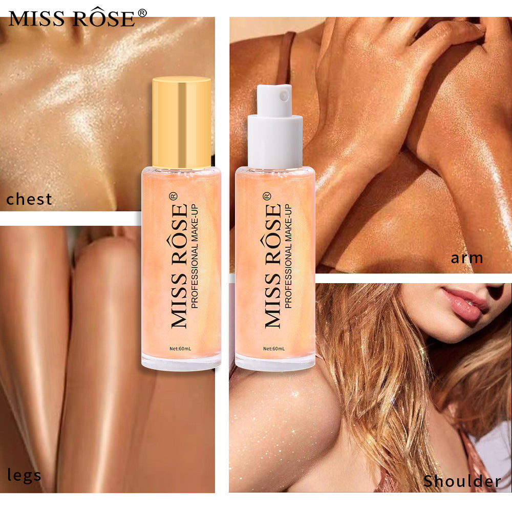 Spray corporal líquido con brillantina Quicksand, resistente al agua y al sudor, sin necesidad de maquillaje, nacarado, iluminador y realzador.
