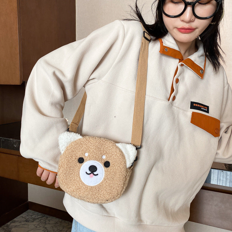 15,12 USD - Sac à main femme , nouveau sac bandoulière femme mignon et élégant, petit sac rond en peluche, sac d'écolière