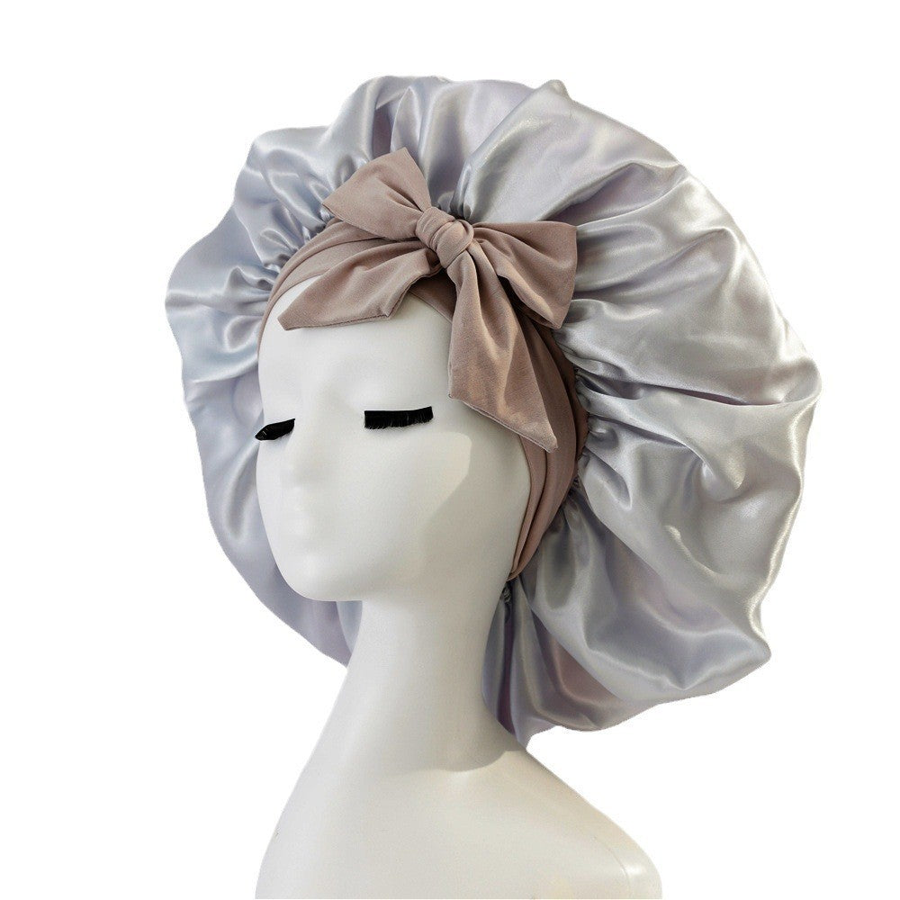 $17.44 - Round hat with elastic knot, plain sleep cap, wide-brimmed headscarf, hat