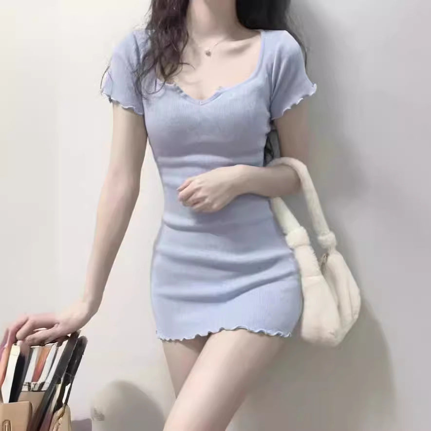 Robe plissée asymétrique à manches longues pour femme