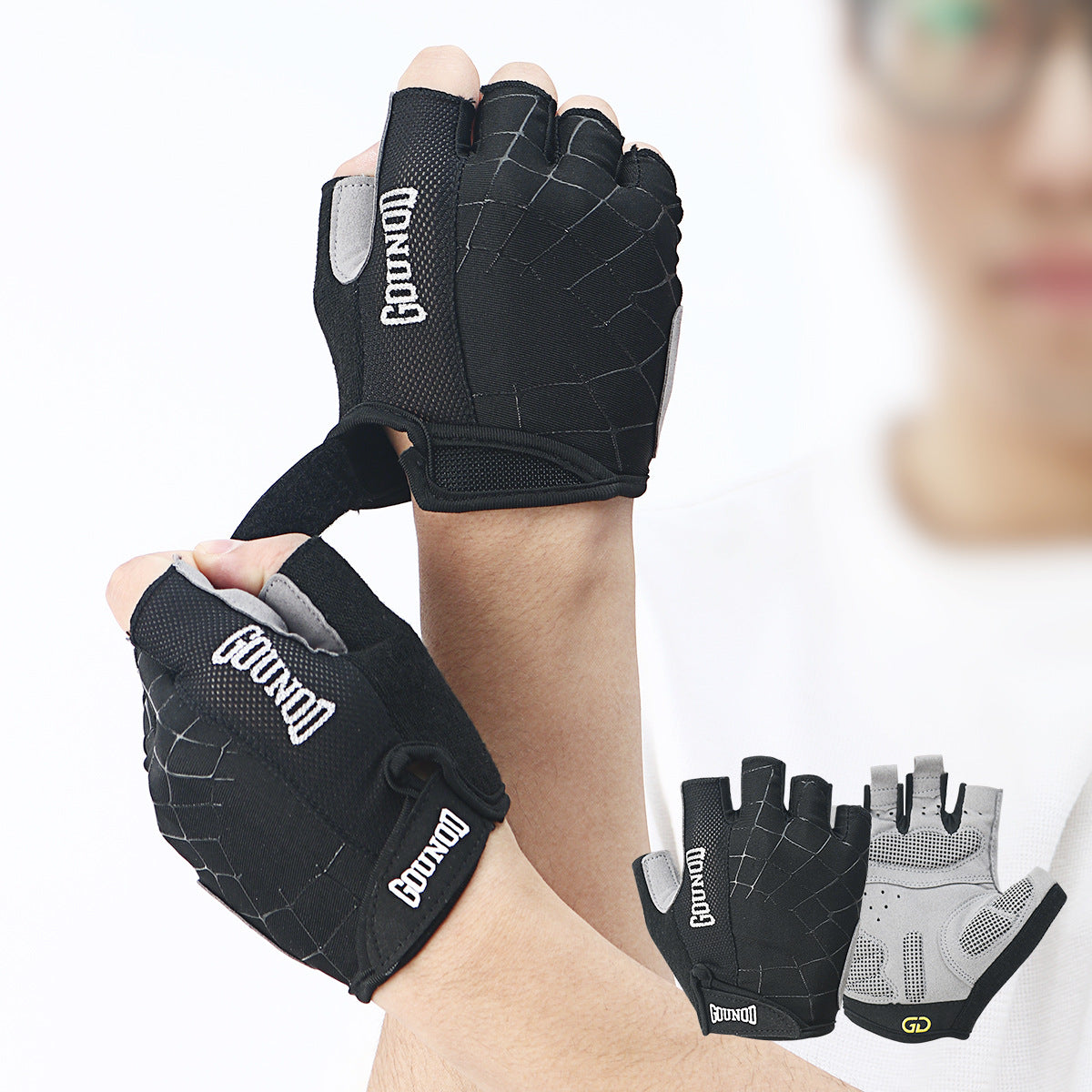 17,44 USD - Gants en forme de toile d'araignée avec paume renforcée antidérapante et résistante à l'usure, et tissu éponge pour essuyer la transpiration.