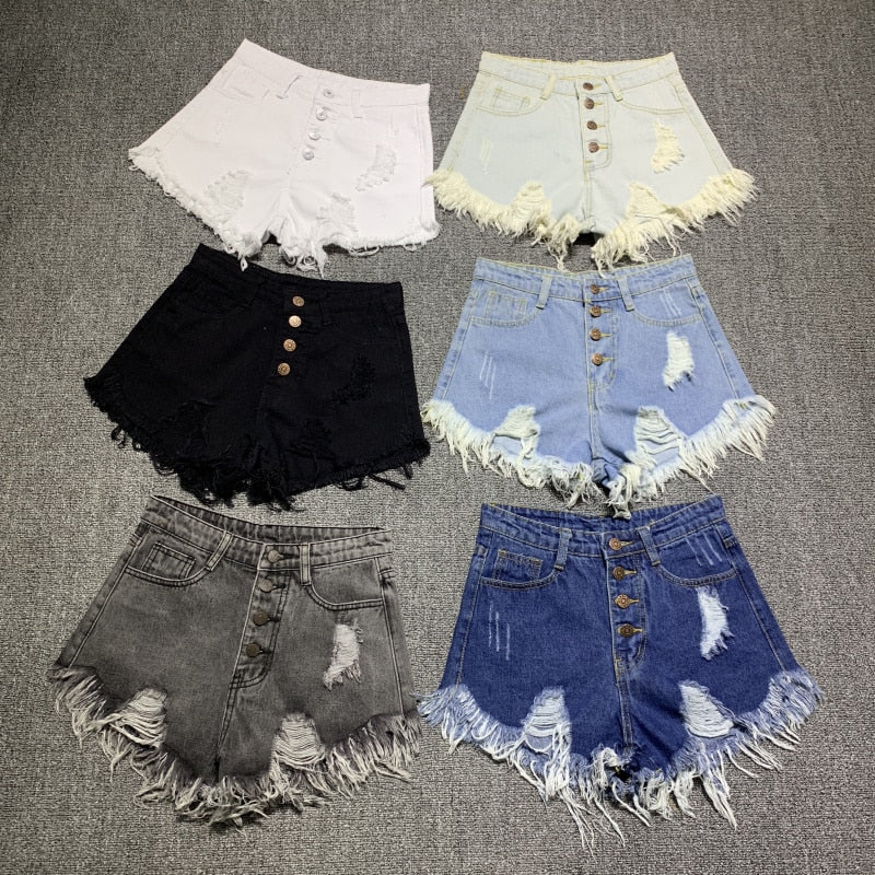 Short en jean taille haute, coupe flatteuse, doublé de fourrure, style décontracté et estival, grandes tailles.