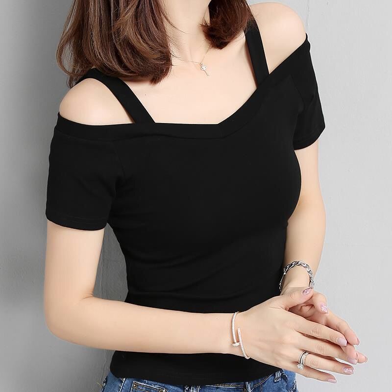 Women's one-shoulder sleeveless T-shirt