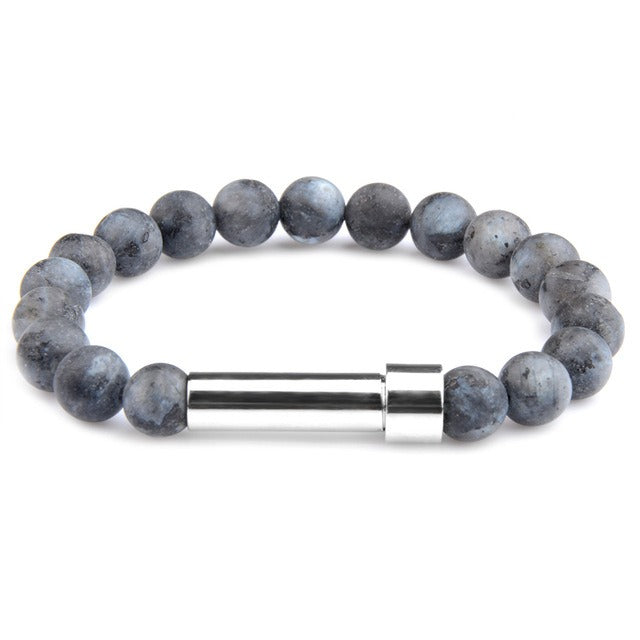 $13.53/18.44 - Natural stone lucky charm bracelet, tiger's eye, lapis lazuli, stainless steel chain with round clasp and wish paper.