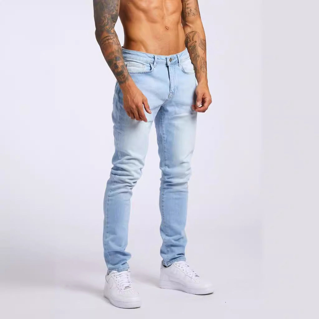 25.61 USD Jean  taille haute pour homme - Pantalon en denim noir coupe