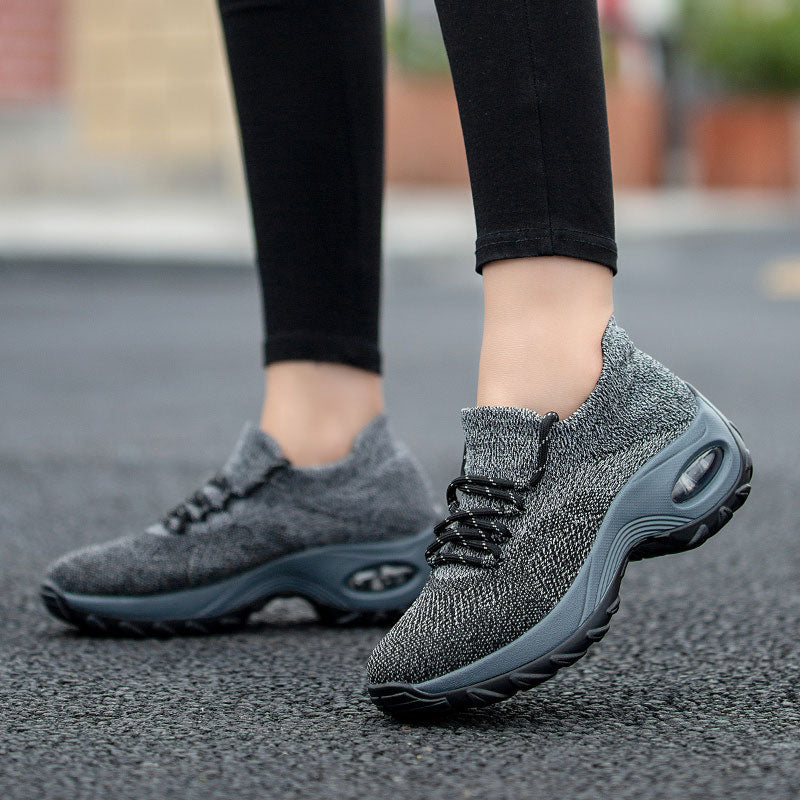 Flying Woven Wedges Casual Shoes Women High Heel Sneakers Women Platform Shoes Zapatilla De Mujer Outdoor Walking Shoes