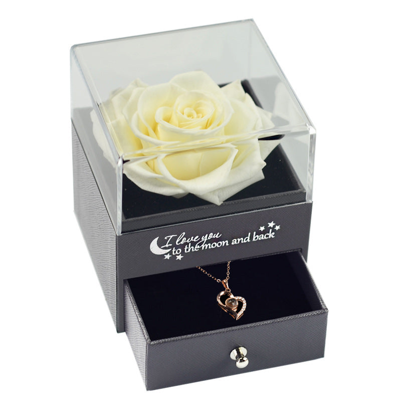 11.64/ 25.62 USD - Eternal Rose Jewelry Box Necklace Gift Set