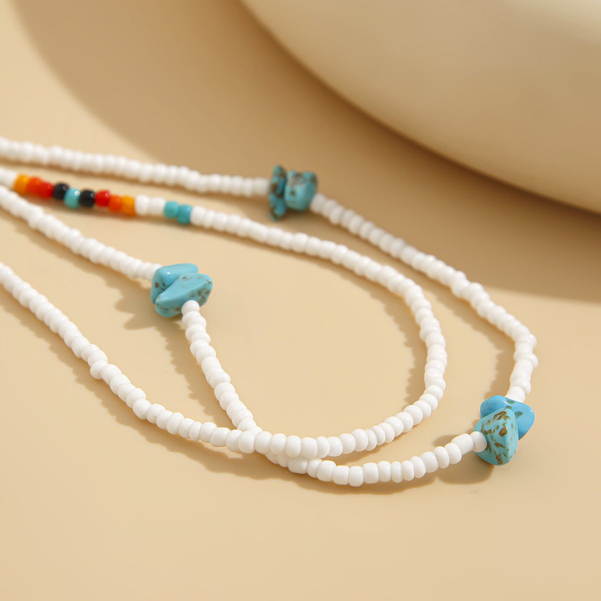 Chaîne de taille élastique sexy pour la plage, ornée de perles turquoise, style vacances pour femme