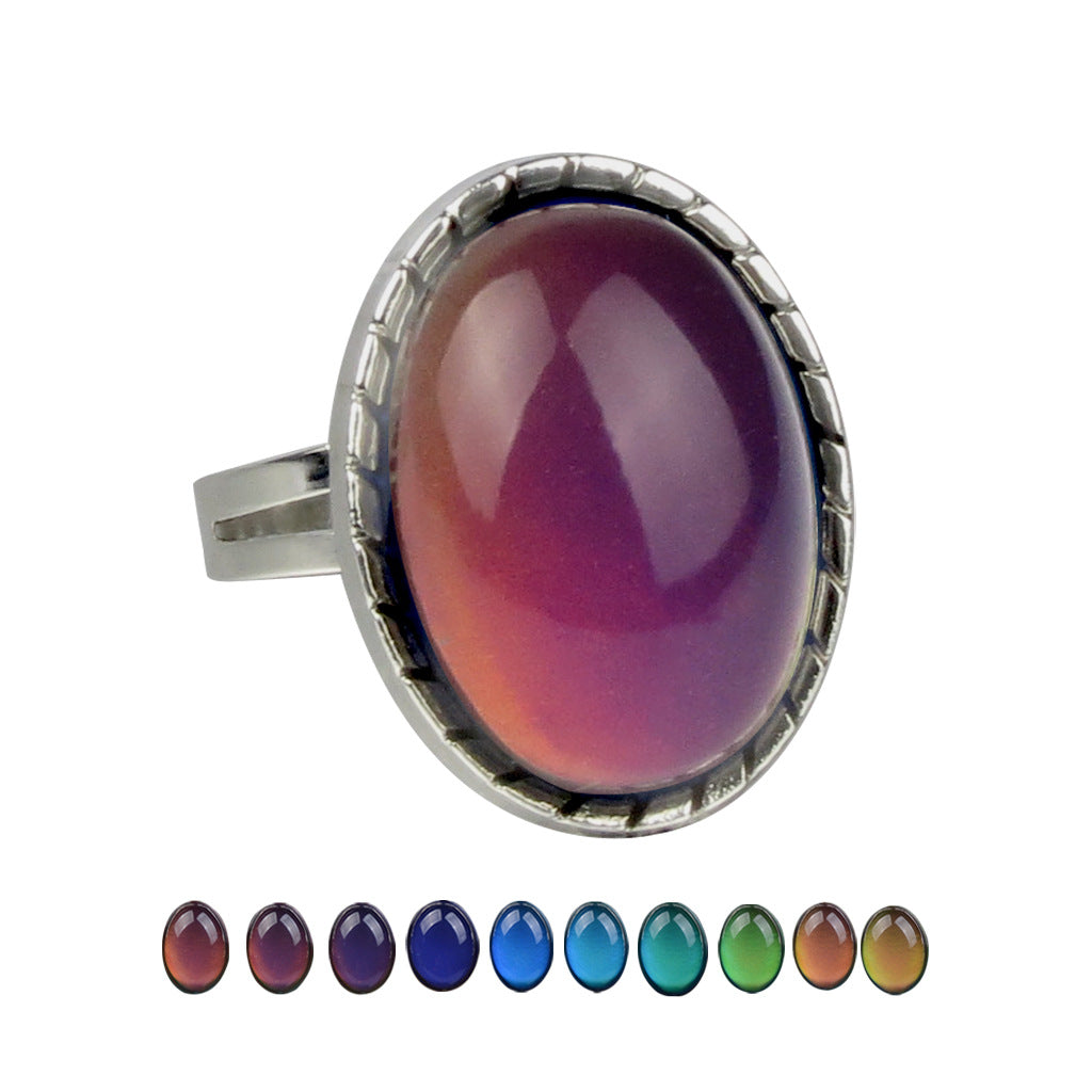 USD 13.98 - Vintage thermochromic ring for women, glamorous and elegant style, adorned with gemstones.