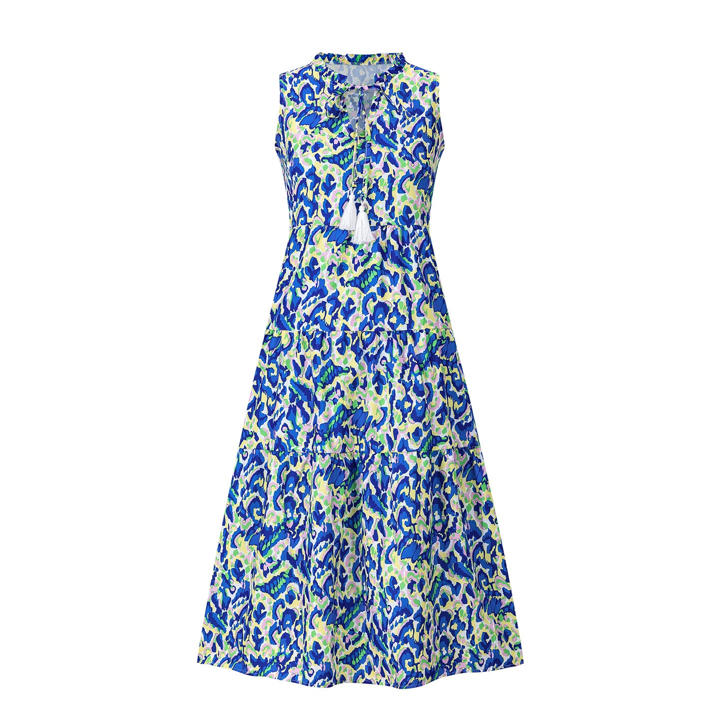 robe imprimée sans manches à col en V