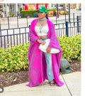 Nouveauté mode : coup de cœur des blogueuses américaines – Kimono-pull mosaïque magenta, long gilet chaud ouvert pour femmes (grandes tailles / style africain).