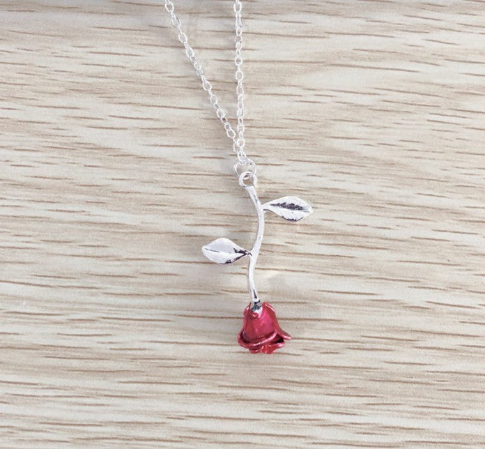 $12.80 - Creative Red Rose Pendant Necklace, ideal Valentine's Day gift.