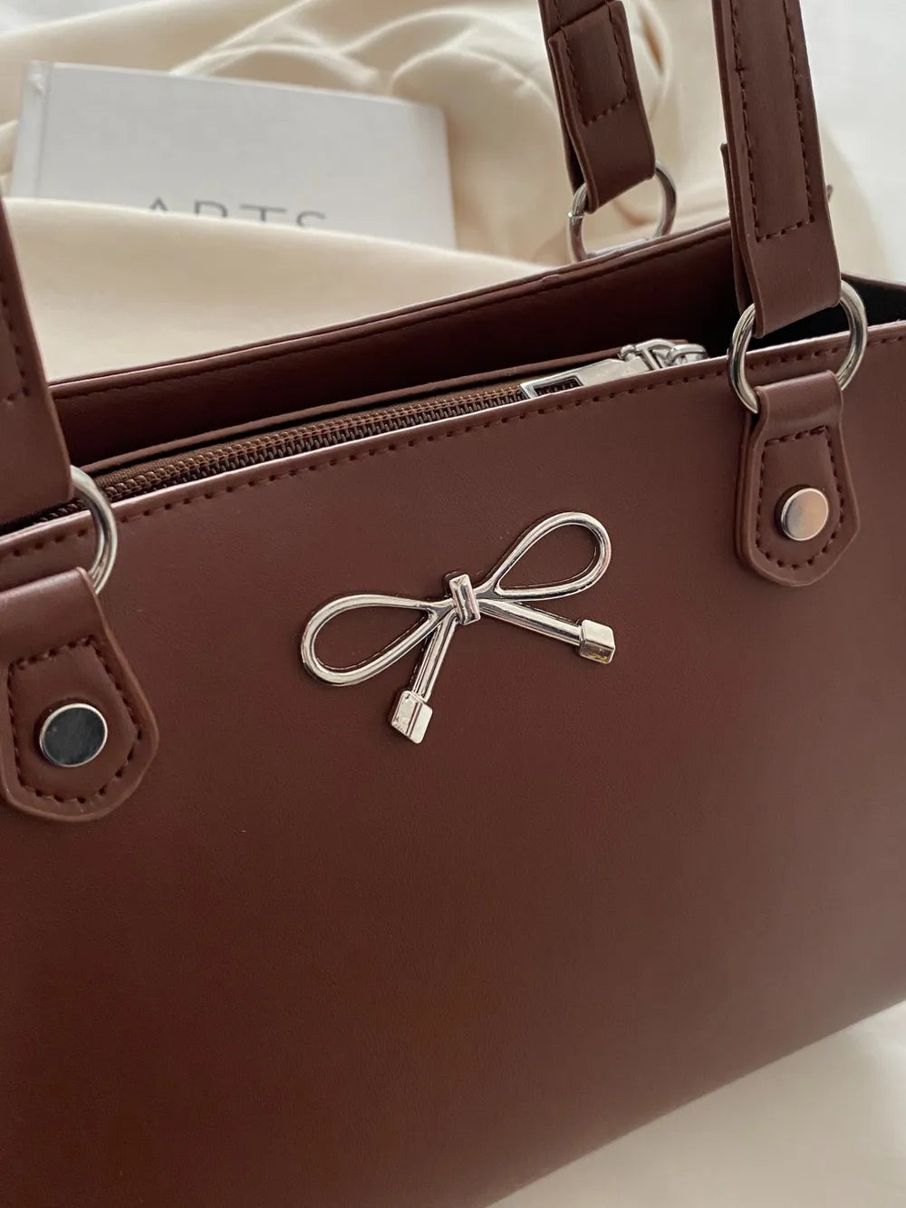 PU leather bag with bow