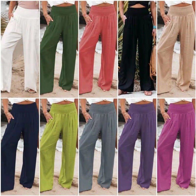 Women's Trendy Spring-Summer Wide-Leg Cotton and Hemp Trousers