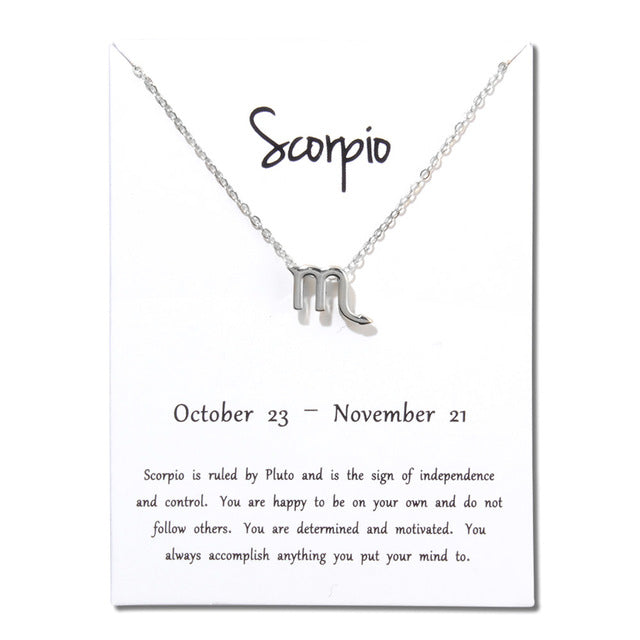 Collier pendentif zodiaque 12 constellations avec carte blanche