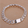 $14.72 - S925 Sterling Silver High-end Unisex Bracelet, Fashion Jewelry, Men's Gift, 10mm Elegant Square Bracelet