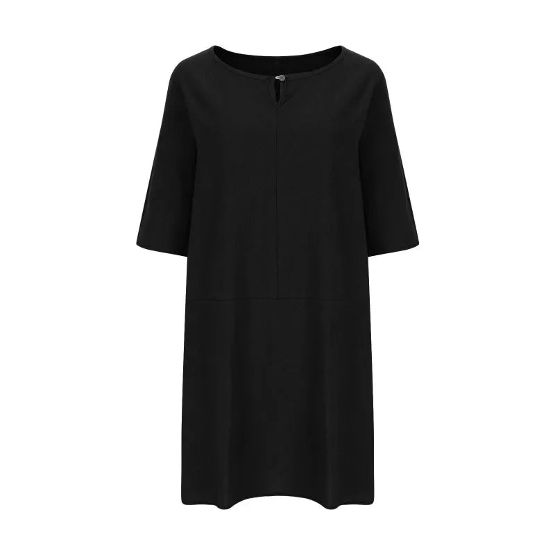 Robe d'été décontractée pour femme en mélange coton-lin – Style Y2k, vintage et streetwear – Coupe ample et confortable – Mode Harajuku