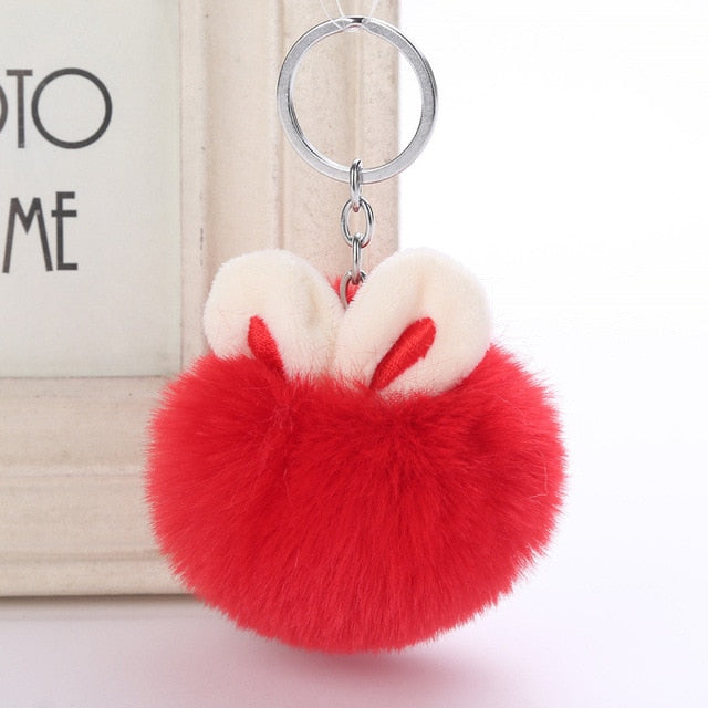 13,98 USD - Pendentif boule de poils oreilles de lapin mignonnes, accessoires de mode pour sacs à main, porte-clés en peluche, ornements