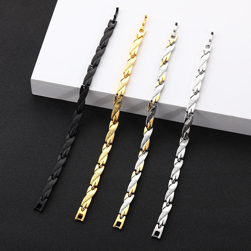 USD 12.04/13.64 - Men's gold-plated titanium steel bracelet, dragon pattern, 7mm wide.