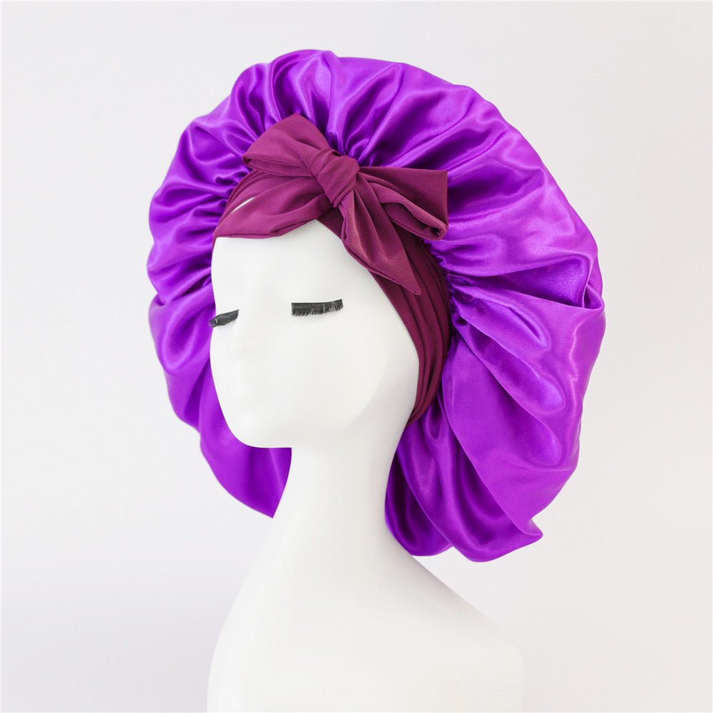 $17.44 - Round hat with elastic knot, plain sleep cap, wide-brimmed headscarf, hat