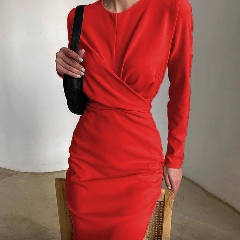 Women's Elegant Long-Sleeved Dress, French Vintage Style, Autumn Fashion
