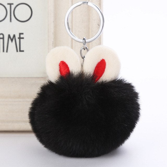 13,98 USD - Pendentif boule de poils oreilles de lapin mignonnes, accessoires de mode pour sacs à main, porte-clés en peluche, ornements