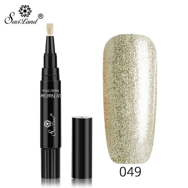 15.12 USD - Saviland 3-in-1 New Gel Nail Polish Pen: Glitter, Easy Application, 60 Colors, UV Hybrid Gel Polish, Easy to Use.