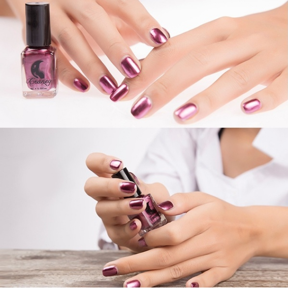 11.64 USD - Trendy and Sexy Metallic Nail Polish for Women, 14 Colors, 6ml, Mirror Effect, Makeup Accessories.