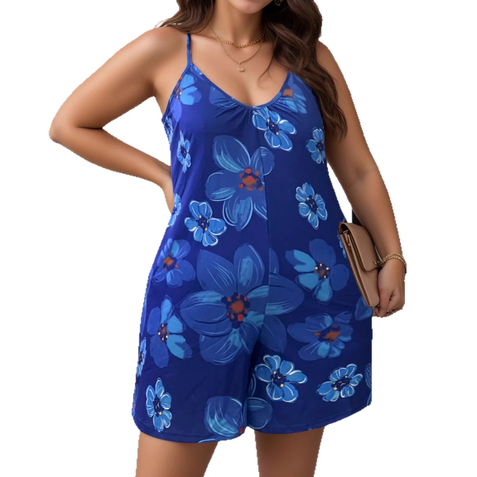 Combinaison imprimée décontractée et tendance pour femmes grandes tailles, idéale pour le printemps et l'été
