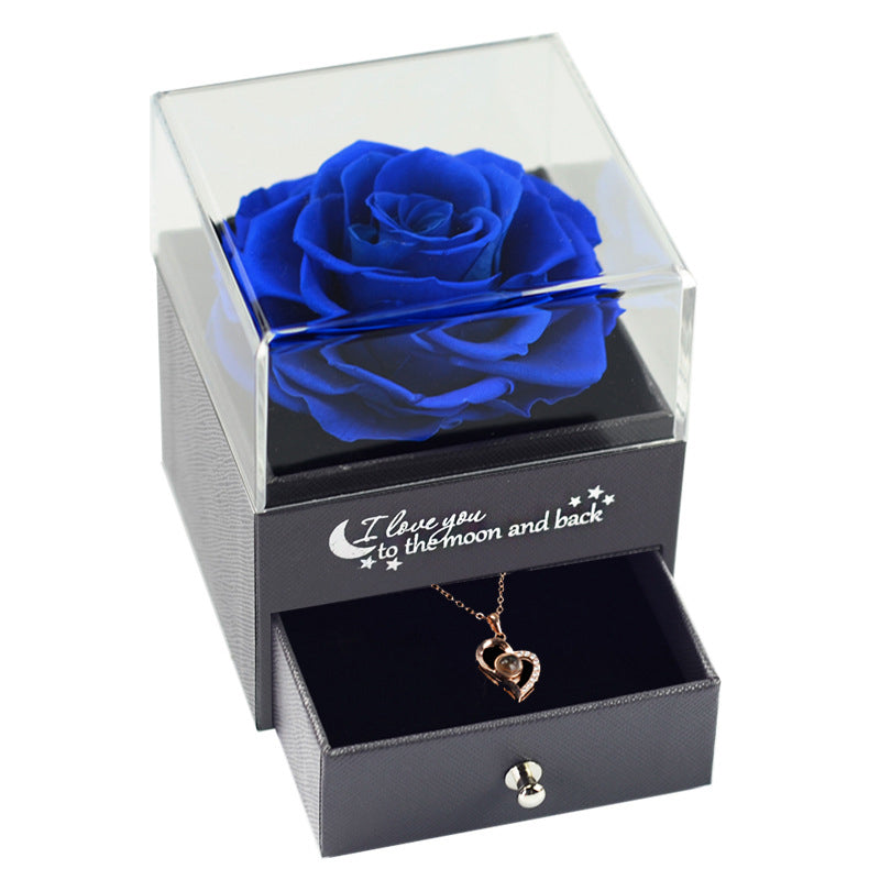 11.64/ 25.62 USD - Eternal Rose Jewelry Box Necklace Gift Set