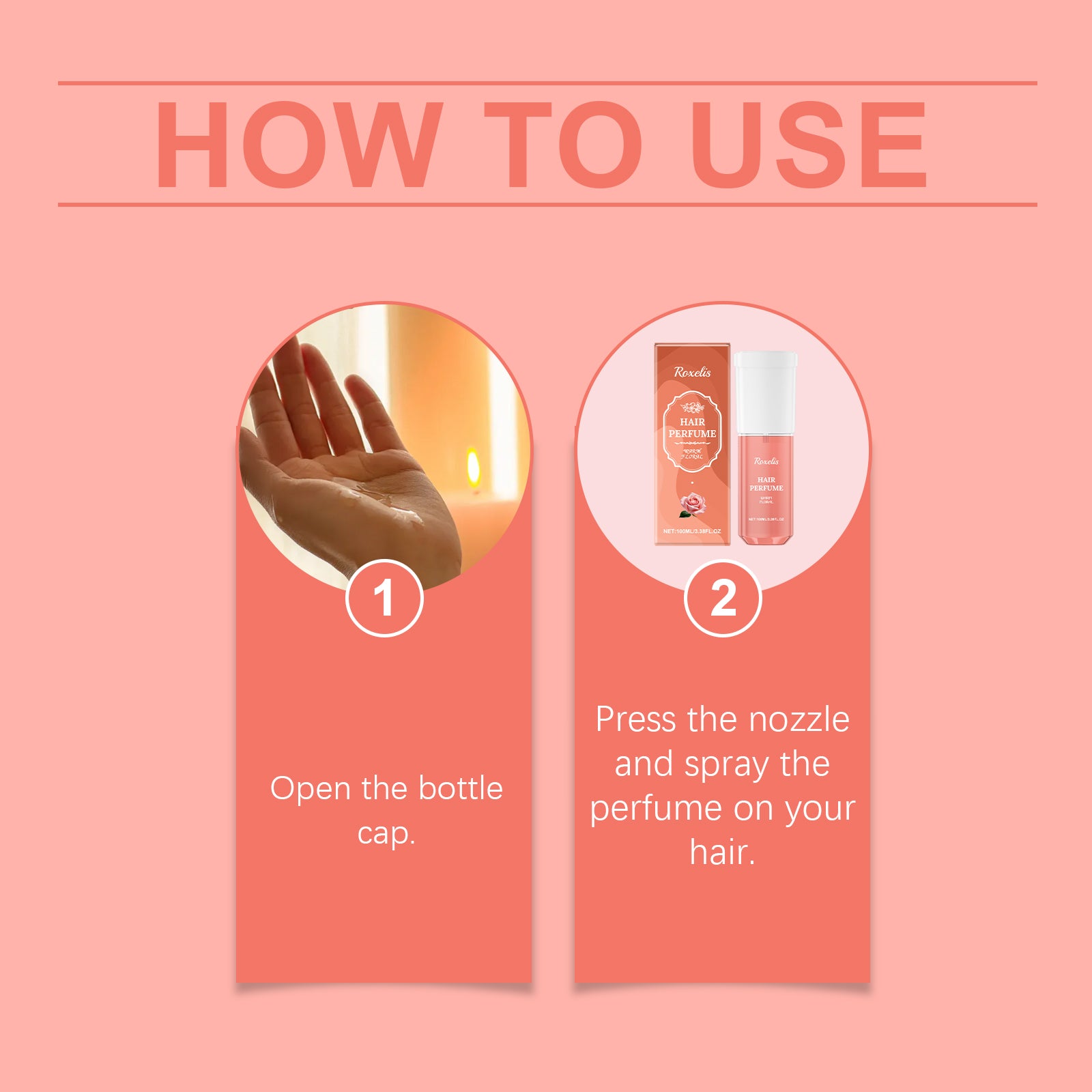 16.88 USD - Roxelis Perfumed Hair Mist for Women, with Rose, Nourishing and Hydrating, Fresh Floral Scent.