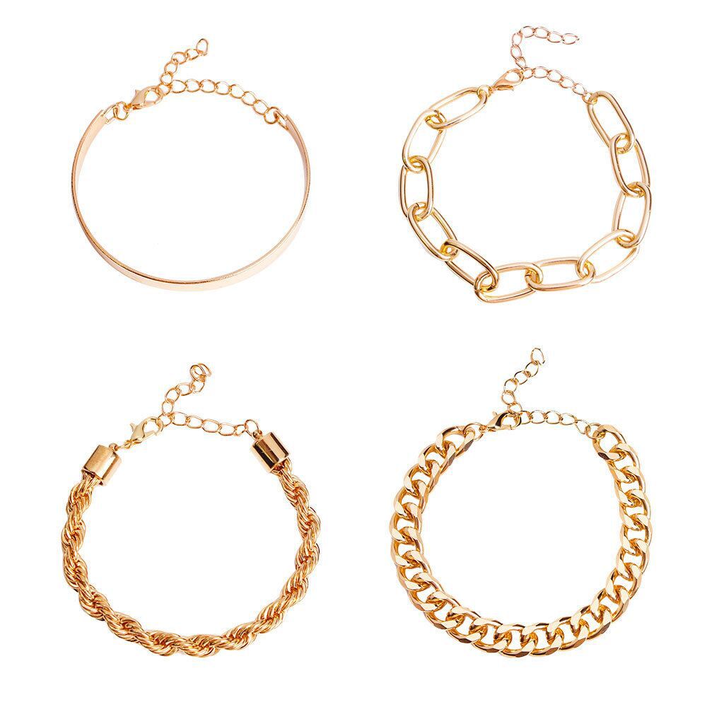 $14.16 - Women's Alloy Bracelet, Cuban Hip-Hop Style, Matching Metal Punk Jewelry, Twisted Chain