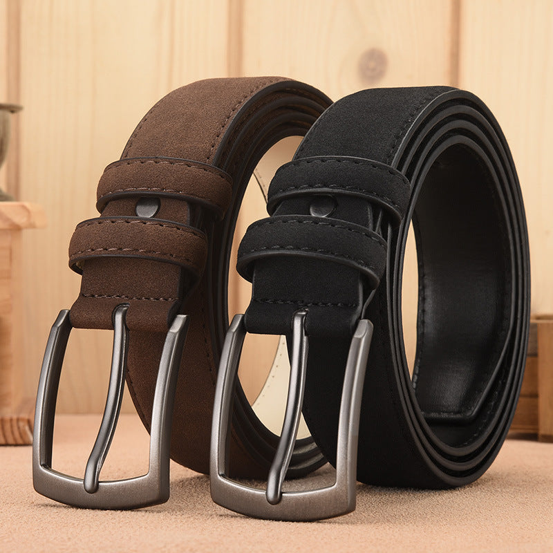 US$13.86 - Men's Leather Belt, Velvet Buckle, for Mature and Young Adult Men.
