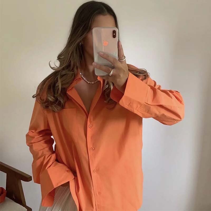 Chemise coton pour femme– Style oversize rose, 100 % coton, coupe ample, poches et boutons – Blouse chic et décontractée, style streetwear.