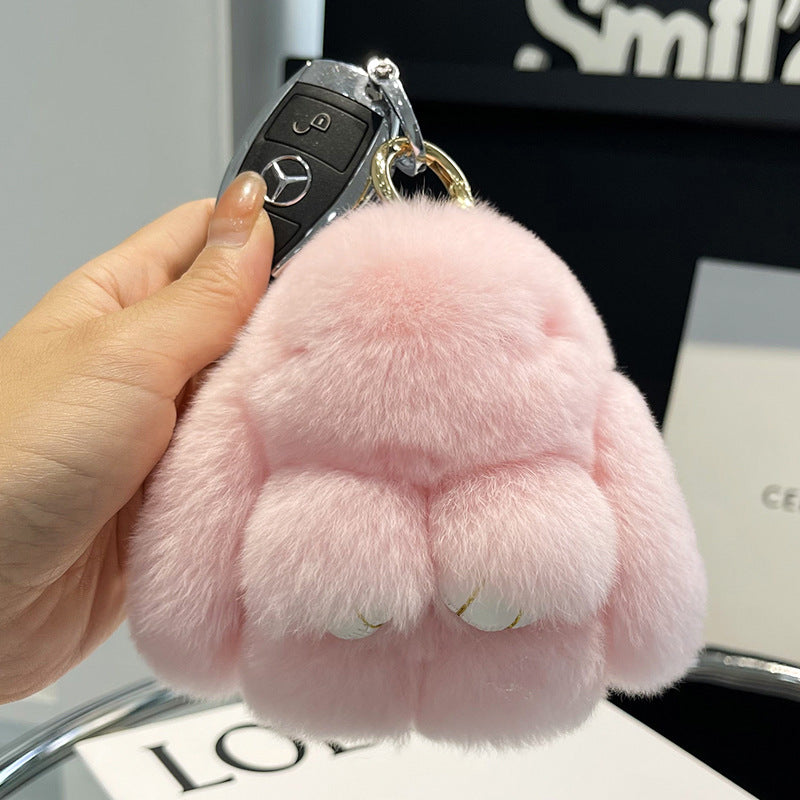 17,46 USD - Adorable lapin Rex en fourrure, porte-clés/pendentif/mini-sac en peluche, ornement lapin