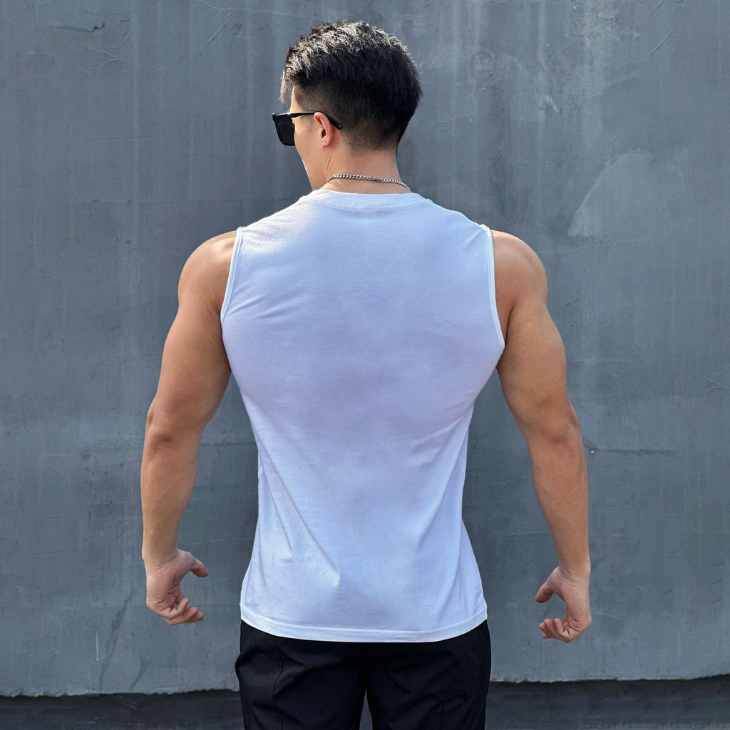 24.45 USD Débardeur d'été uni en coton épais pour homme, idéal pour l'entraînement et la superposition de vêtements décontractés.