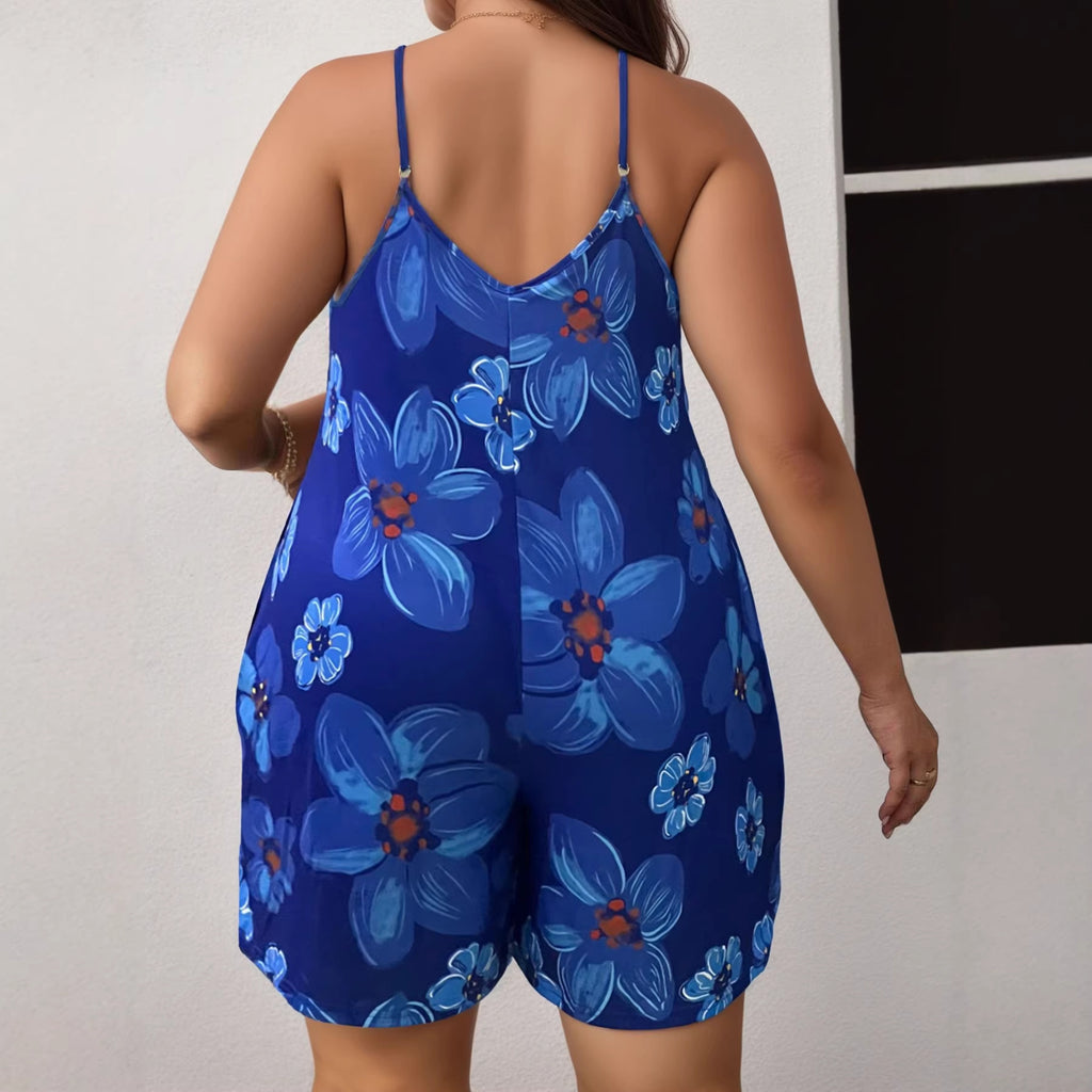 Combinaison imprimée décontractée et tendance pour femmes grandes tailles, idéale pour le printemps et l'été