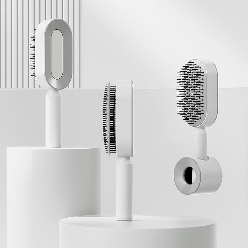 Peigne à coussin d'air amélioré avec système de pression pour un nettoyage facile, idéal pour les cheveux longs des femmes. Peigne de massage avec coussin d'air.
